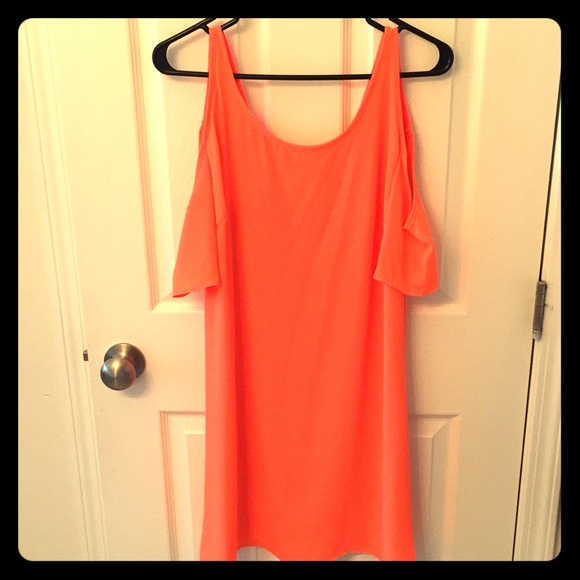 Charlotte Russe Dresses & Skirts - Off the shoulder orange/ pink neon dress